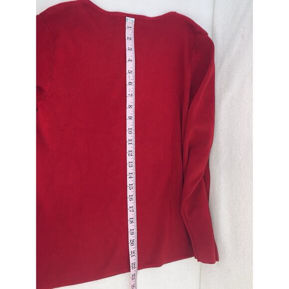 Medium Mercer Street Studio Red Tight Knit Sweater Pullover Long Sleeve Womens - Picture 7 of 13